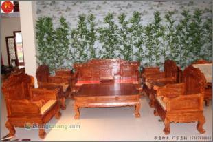 供应浙江金华东阳横店红木非洲黄花梨双龙沙发 传统工艺与现代家居的完美融合